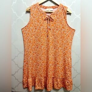 Michael Kors Sundress Sleeveless Dress Size XL Orange and White